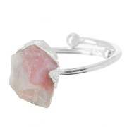 925 Sterling Silver Druzy gemstone ring - Size 48 to 56 - rose Opale x1|raw }}