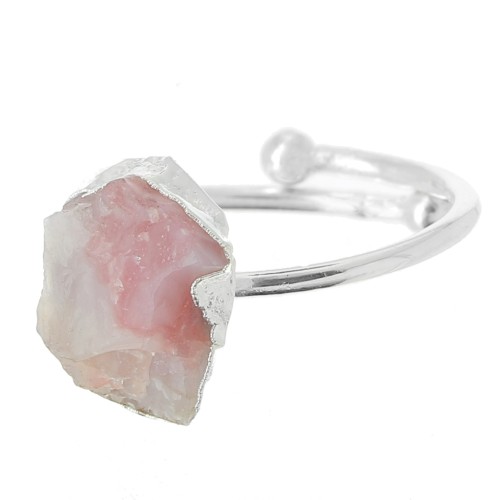 925 Sterling Silver Druzy gemstone ring - Size 48 to 56 - rose Opale x1
