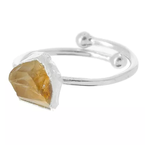 925 Sterling Silver Druzy gemstone ring - Size 48 to 56 - Citrine x1