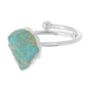 925 Sterling Silver Druzy gemstone ring - Size 48 to 56 - Natural Turquoise x1|raw }}