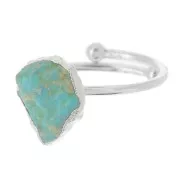 925 Sterling Silver Druzy gemstone ring - Size 48 to 56 - Natural Turquoise x1