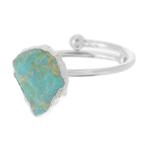 925 Sterling Silver Druzy gemstone ring - Size 48 to 56 - Natural Turquoise x1