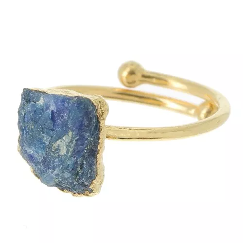 925 St Silver Druzy gemstone ring Size 48 to 56 - Gold plated - imit Sapphire x1