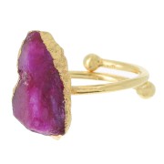 925 St Silver Druzy gemstone ring Size 48 to 56 - Gold plated - imit Ruby x1