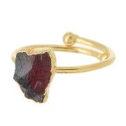 925 St Silver Druzy gemstone ring Size 48 to 56 - Gold plated - Garnet x1