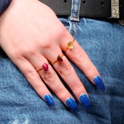 925 St Silver Druzy gemstone ring Size 48 to 56 - Gold plated - Garnet x1