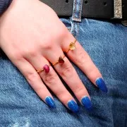 925 St Silver Druzy gemstone ring Size 48 to 56 - Gold plated - Garnet x1