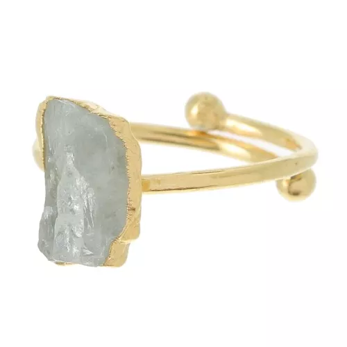 925 St Silver Druzy gemstone ring Size 48 to 56 - Gold plated - Moonstone x1
