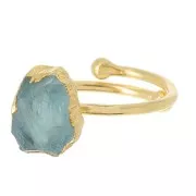925 St Silver Druzy gemstone ring Size 48 to 56 - Gold plated - Aqua Marine x1