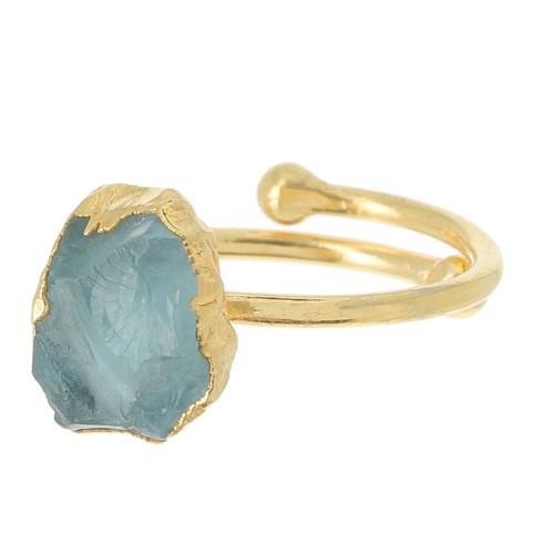 925 St Silver Druzy gemstone ring Size 48 to 56 - Gold plated - Aqua Marine x1