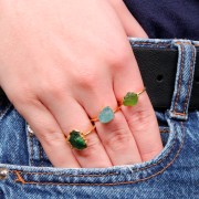 925 St Silver Druzy gemstone ring Size 48 to 56 - Gold plated - Aqua Marine x1