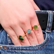 925 St Silver Druzy gemstone ring Size 48 to 56 - Gold plated - Aqua Marine x1