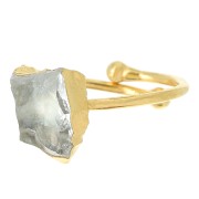925 St Silver Druzy gemstone ring Size 48 to 56 - Gold plated - Rock crystal x1|raw }}