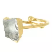 925 St Silver Druzy gemstone ring Size 48 to 56 - Gold plated - Rock crystal x1
