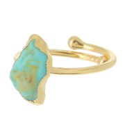 925 St Silver Druzy gemstone ring Size 48 to 56 - Gold plated - Turquoise x1