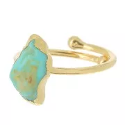 925 St Silver Druzy gemstone ring Size 48 to 56 - Gold plated - Turquoise x1