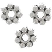 6mm Flower beads - Antique Fine silver plating x100|raw }}