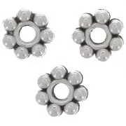 6mm Flower beads - Antique Fine silver plating x100