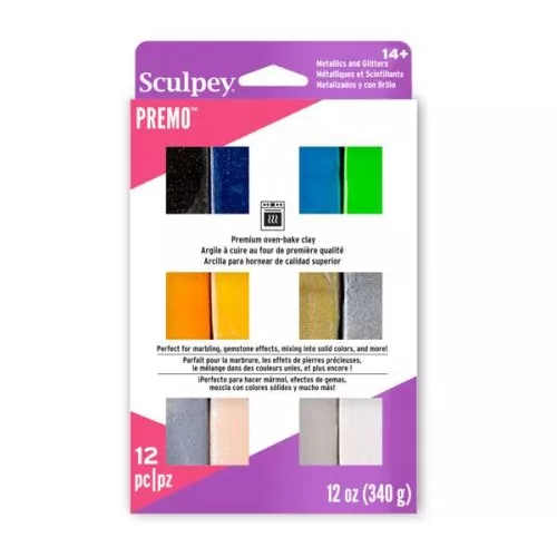 Premo clay 12 color assortment - Metallic & Glitters x1