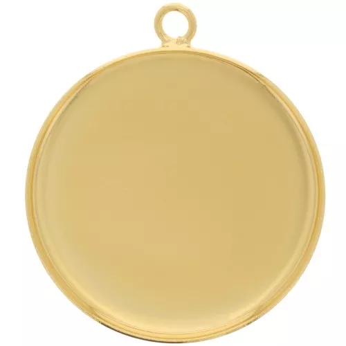 Pendant setting for 25mm flat back cabochon - Fine Gold plated x1