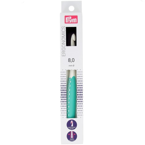 Prym Ergonomic Plastic Wool Hook - 8 mm - Blanc - Mint x1