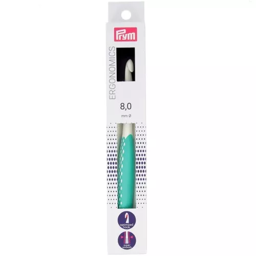 Prym Ergonomic Plastic Wool Hook - 8 mm - Blanc - Mint x1