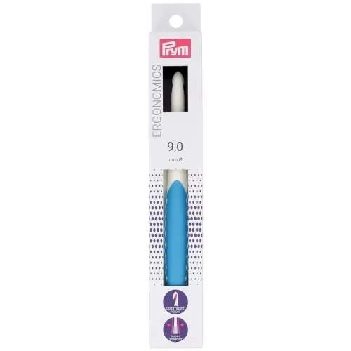 Prym Ergonomic Plastic Wool Hook - 9 mm - Blanc - Azure blue x1