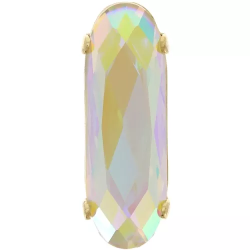 21x7mm Cristal serti Aurora A4161 Long Classical Oval - Gold Tone - Crystal AB x1