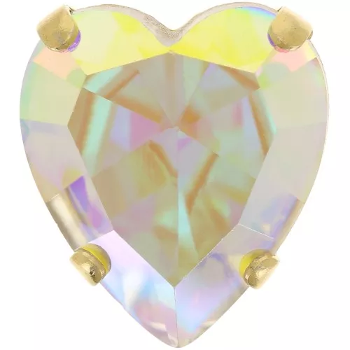 15.5x14mm Crystal set Aurora A4831 Antique Heart - Gold Tone - Crystal AB x1