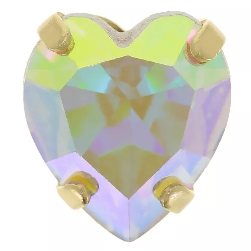 11x10mm Crystal set Aurora A4831 Antique Heart - Gold Tone - Crystal AB x1