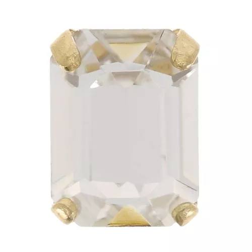 8x6mm Crystal set Aurora A4610 Step Cut Octagon - Gold Tone - Crystal x1