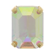 8x6mm Crystal set Aurora A4610 Step Cut Octagon - Gold Tone - Crystal AB x1|raw }}