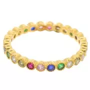 Fine Ring with Zirconium Oxide - Size 57 - Fine Gold Plated - Multicoloured x1