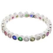 Fine Ring with Zirconium Oxide - Size 51 - Fine Silver Plating - Multicoloured x1