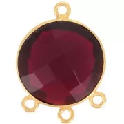 16mm faceted gemstone Pendant - Fine Gold plated - Garnet x1