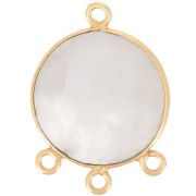 16mm faceted gemstone Pendant - Fine Gold plated - Moonstone x1