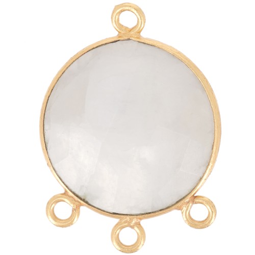 16mm faceted gemstone Pendant - Fine Gold plated - Moonstone x1