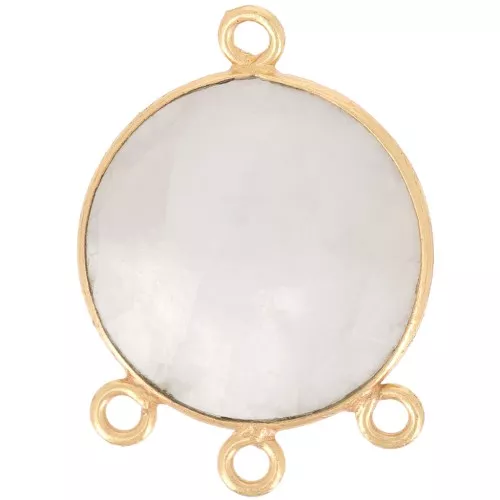 16mm faceted gemstone Pendant - Fine Gold plated - Moonstone x1