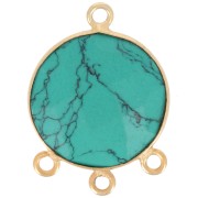16mm faceted imitation gemstone Pendant - Fine Gold plated - Turquoise x1