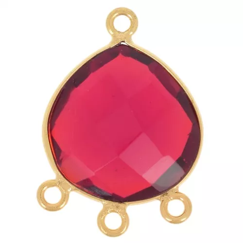 Candelabra pendant 22x16mm imitation gem faceted Fine gold plated Hydro Garnet
