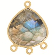 22x16mm faceted gemstone Pendant - Fine Gold plated - Labradorite x1