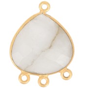 22x16mm faceted gemstone Pendant - Fine Gold plated - Moonstone x1