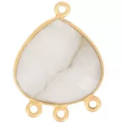 22x16mm faceted gemstone Pendant - Fine Gold plated - Moonstone x1