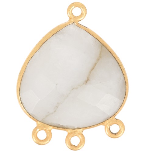 22x16mm faceted gemstone Pendant - Fine Gold plated - Moonstone x1