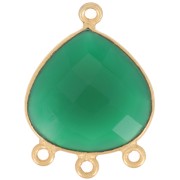 22x16mm faceted dyed gemstone Pendant - Fine Gold plated - Green Onyx x1|raw }}