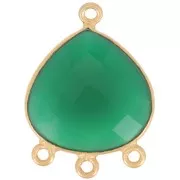 22x16mm faceted dyed gemstone Pendant - Fine Gold plated - Green Onyx x1