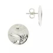 10mm Wrinkled disc earstuds one hole - Silver Tone x20