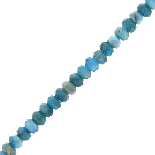 4.5x3 mm Round flattened faceted gemstone beads - Apatite x39cm