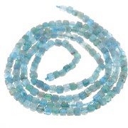 Gemstone beads 2x2 mm faceted cube - Apatite x40cm