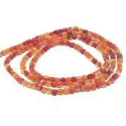 Faceted cube beads 2.5x2.5 mm in dyed gemstone - Carnelian x40cm